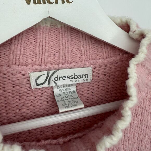 Dressbarn Pink Chunky Knit Snowflake Wool Blend Sweater Size 22/24 - Picture 5 of 9